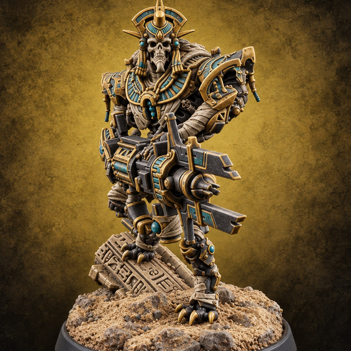 Pharaoh's Honour Guard Reports for Duty Mummy Cybernetic Warrior C — painted concept preview (miniature supplied unpainted)