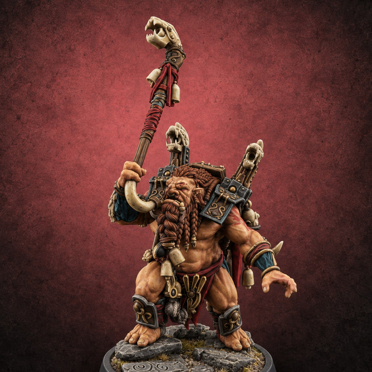 The March Begins with a Roar Ogre Warchanter C — painted concept preview (miniature supplied unpainted)