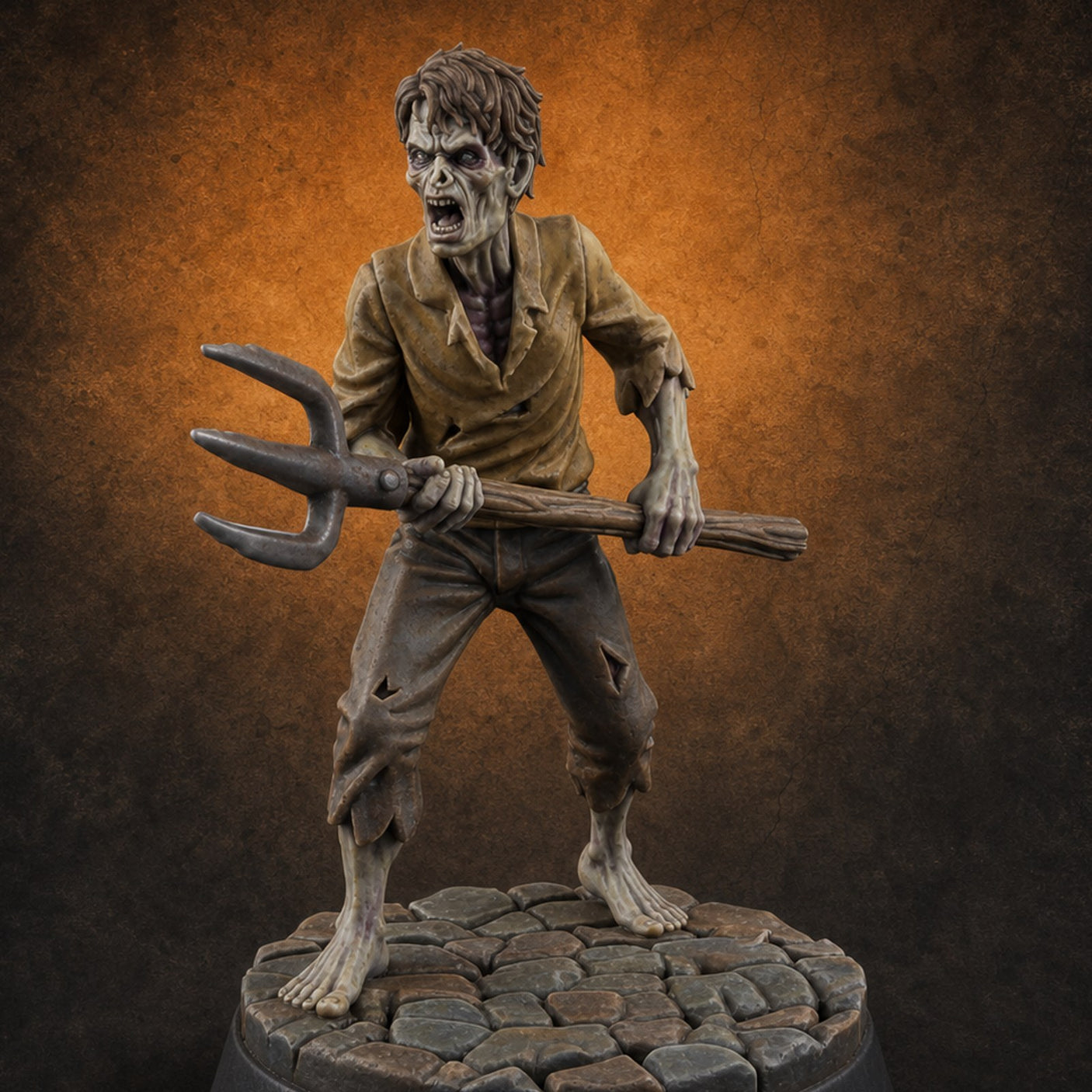 Raising a Ruckus Zombie Villager A — painted concept preview (miniature supplied unpainted)