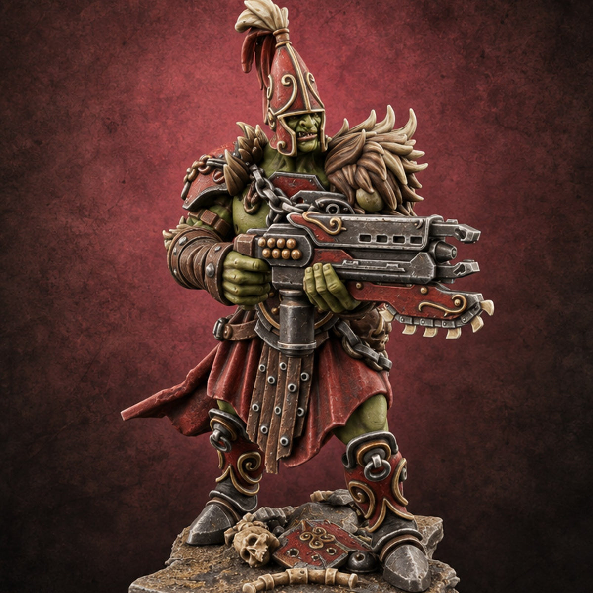 Brawn Before Brains Orc Warrior C — painted concept preview (miniature supplied unpainted)