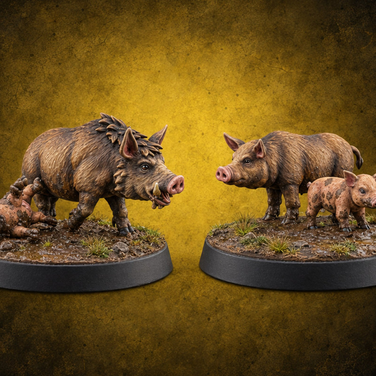 Mud Day Mishaps Boar Pig Beasts — painted concept preview (miniature supplied unpainted)