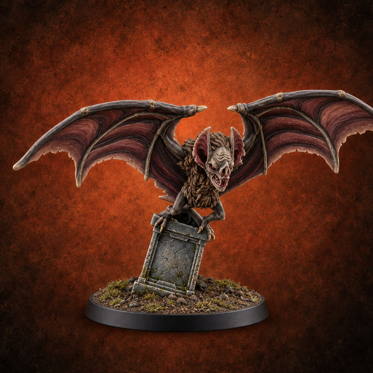 Roosting on Borrowed Headstones Giant Bat A — painted concept preview (miniature supplied unpainted)