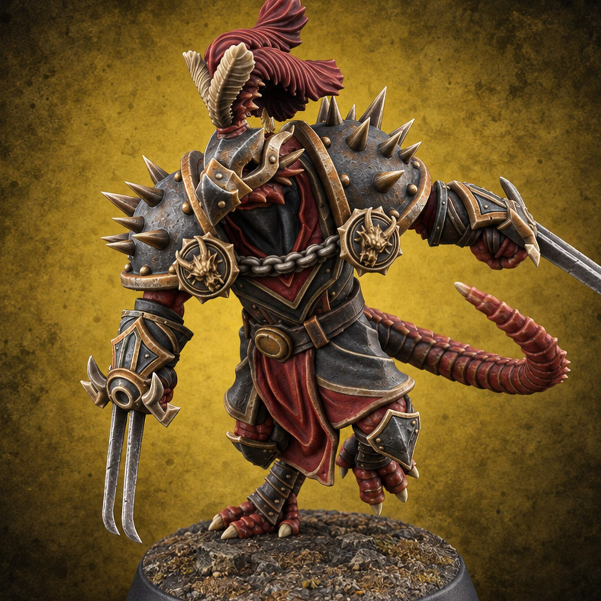 Pauldrons Like Pincushions Dragonborn Reaver Leader — painted concept preview (miniature supplied unpainted)