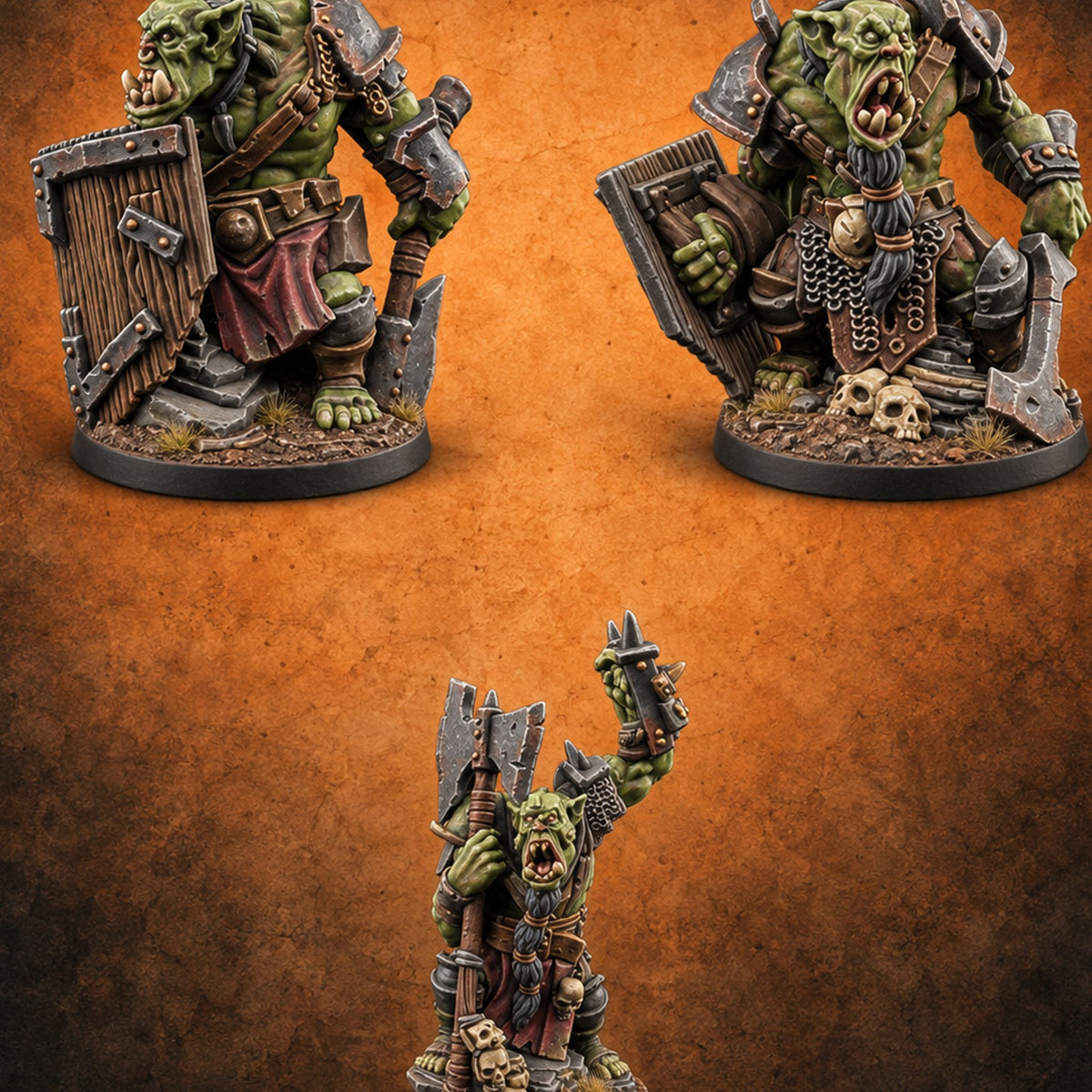 Too Mean for Distance Orc Melee Warriors — painted concept preview (miniature supplied unpainted)