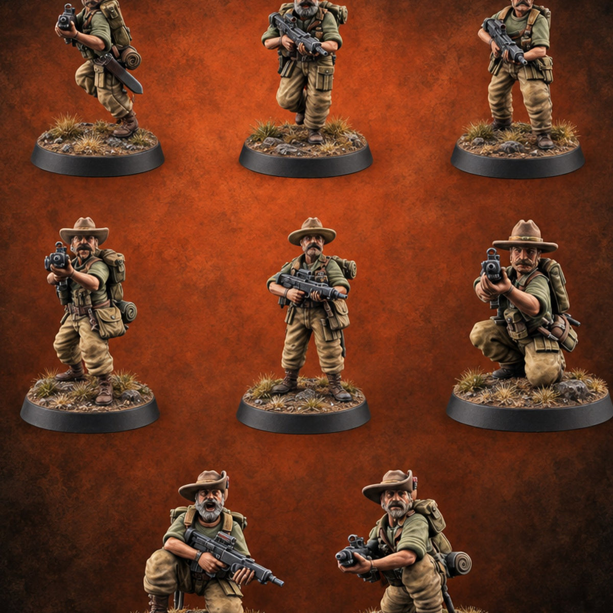 Brims Low, Bullpups Up Riflemen in Slouch Hats — painted concept preview (miniature supplied unpainted)