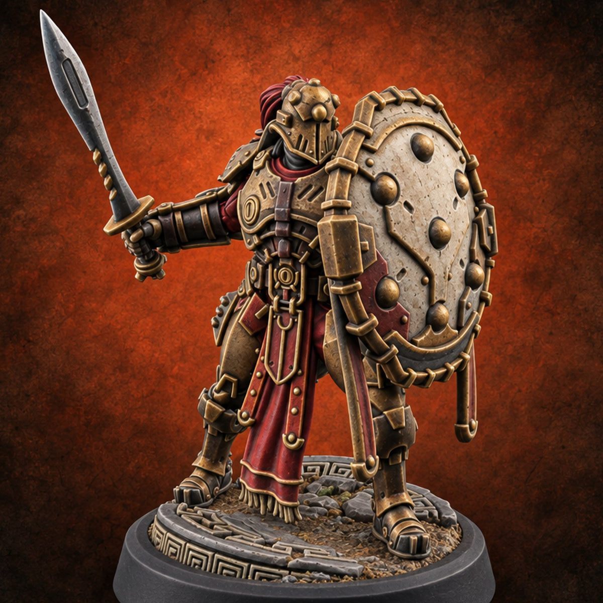 Phalanx Holds Past Sunset Human Hoplite Warrior A — painted concept preview (miniature supplied unpainted)
