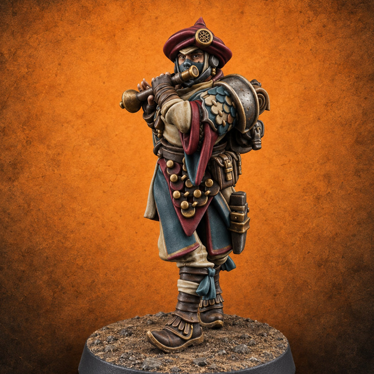 No Breath Breaks Formation Human Gas-Masked Soldier B — painted concept preview (miniature supplied unpainted)