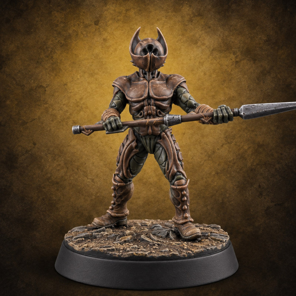 The Hive Sent No Warning Thri-kreen Spearman C — painted concept preview (miniature supplied unpainted)