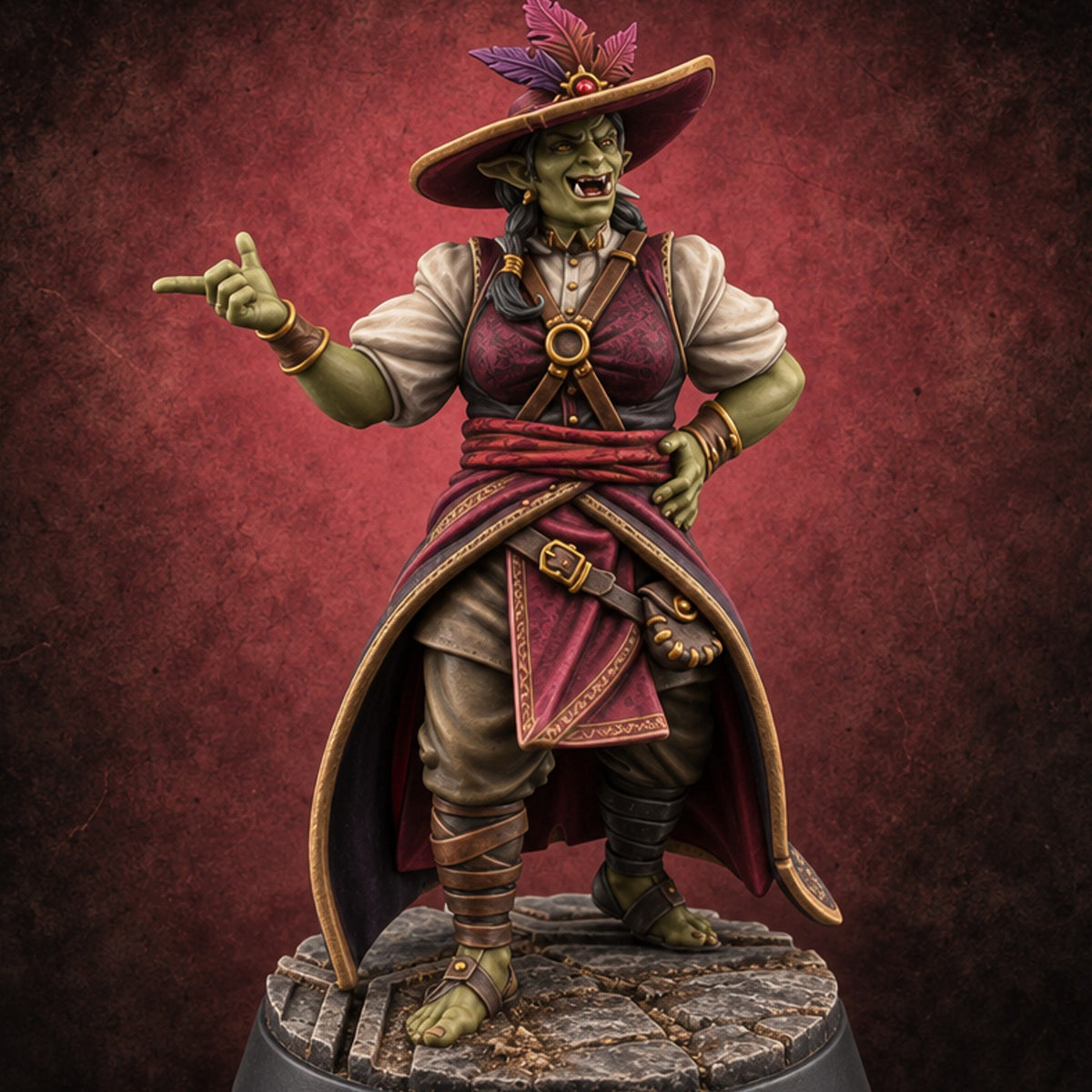 Fortune Favours the Tusked Orc Casino Owner — painted concept preview (miniature supplied unpainted)