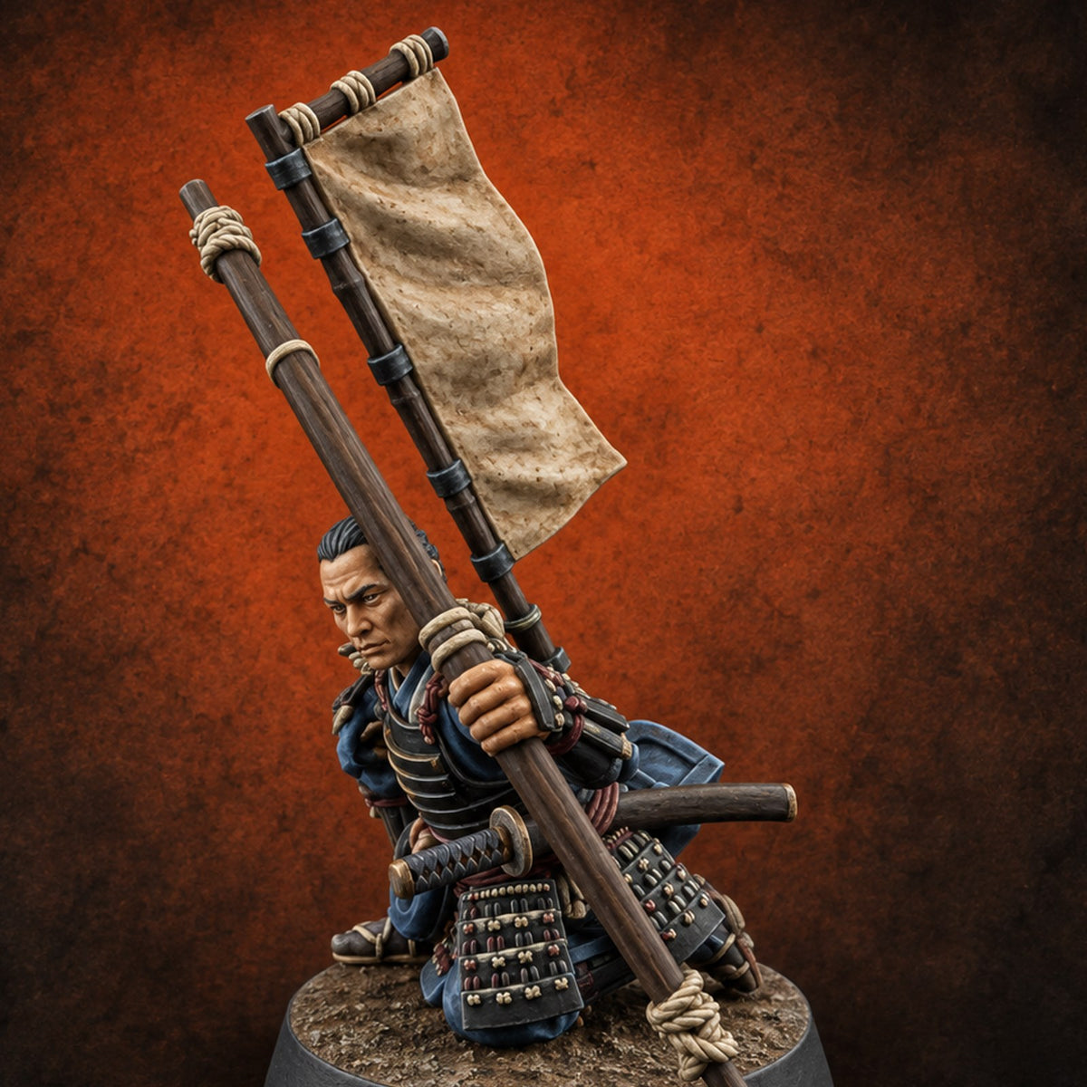 Bowstrings Taut Human Ashigaru Archer A — painted concept preview (miniature supplied unpainted)