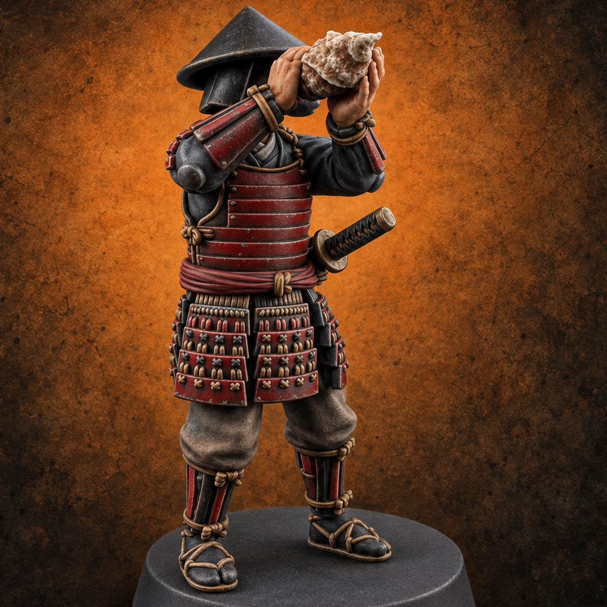 Sound the Advance Human Ashigaru Command Trooper C — painted concept preview (miniature supplied unpainted)