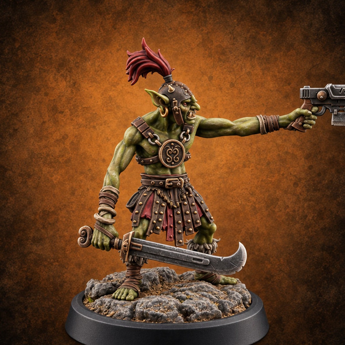 Rocks Underfoot Goblin Warrior D — painted concept preview (miniature supplied unpainted)