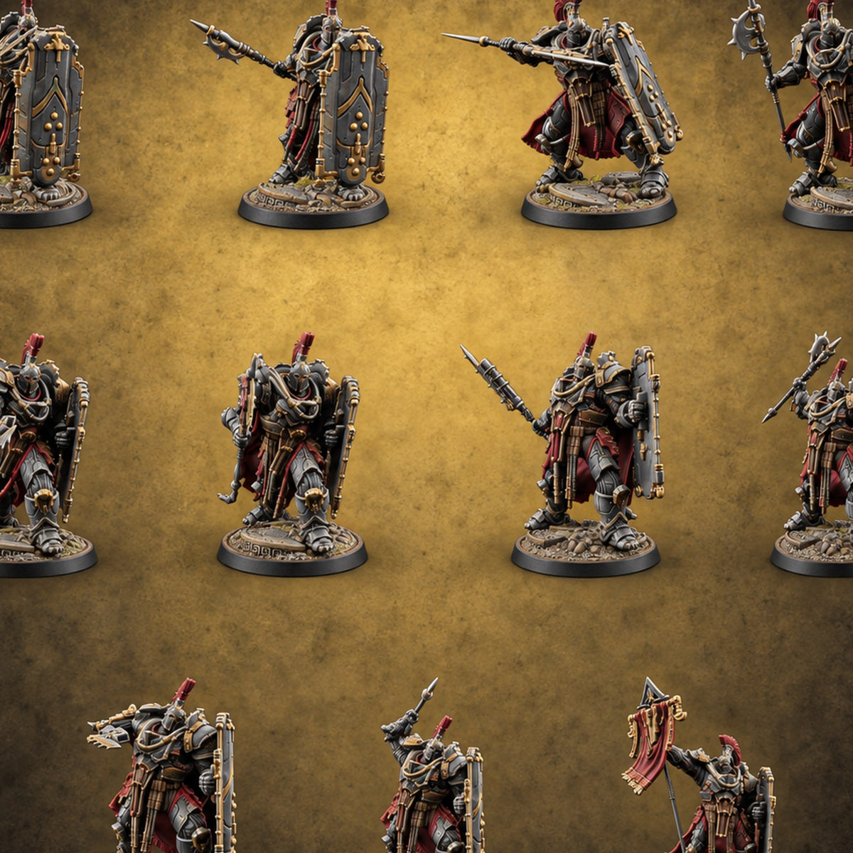 Holding the Line Tech Armoured Shieldbearers — painted concept preview (miniature supplied unpainted)