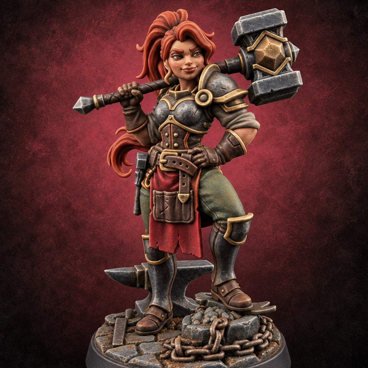 Forged Her Own Reputation Dwarf Blacksmith — painted concept preview (miniature supplied unpainted)
