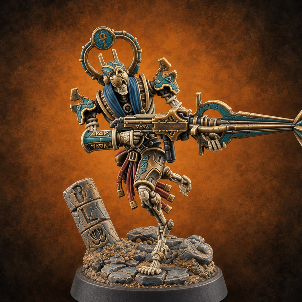 Ankh Raised, Bones Rattled Skeleton Ankh Warrior D — painted concept preview (miniature supplied unpainted)