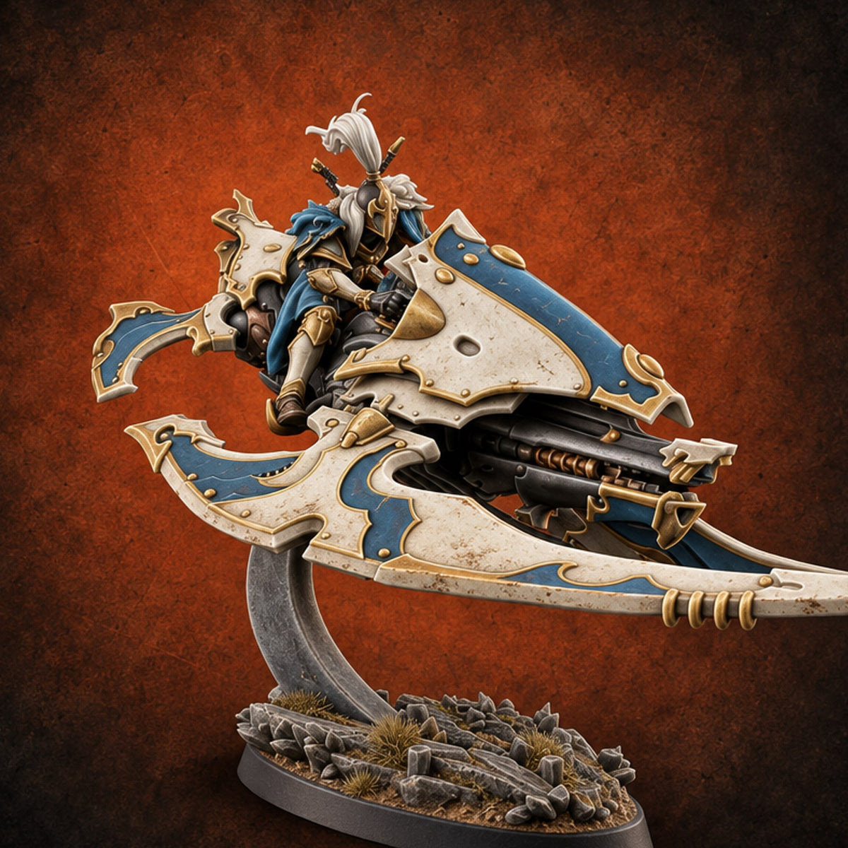 Skimming Above Their Station Elf Hover Knight B — painted concept preview (miniature supplied unpainted)