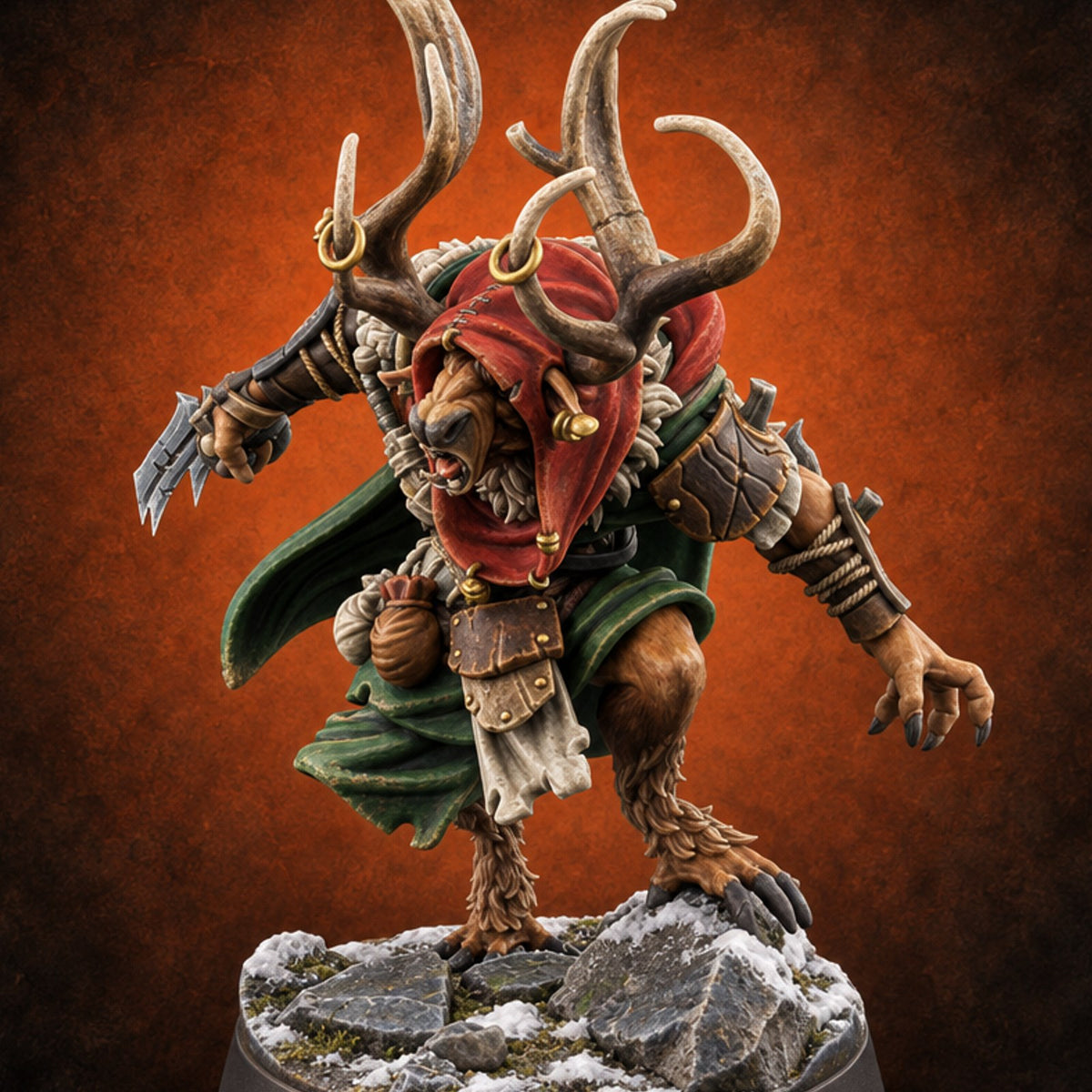 Reindeer Games Satyr Warrior C — painted concept preview (miniature supplied unpainted)