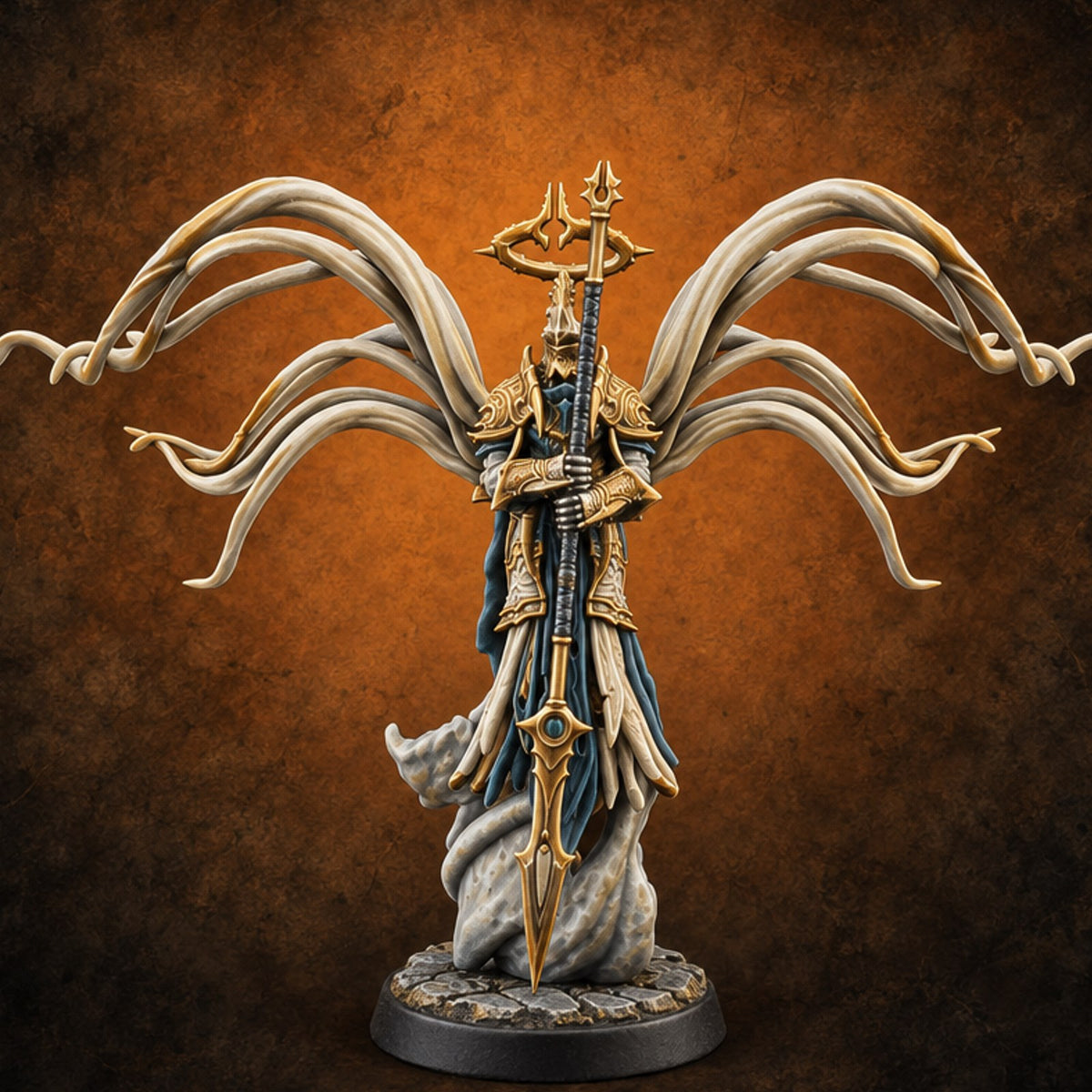 Fall Collection Deva Winged Staff Bearer B — painted concept preview (miniature supplied unpainted)