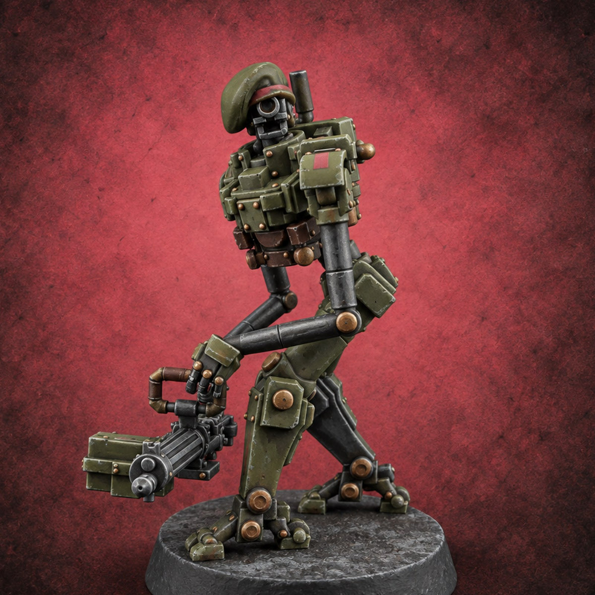 Guns at the Hip Weird War Automaton Machine Gunner D — painted concept preview (miniature supplied unpainted)