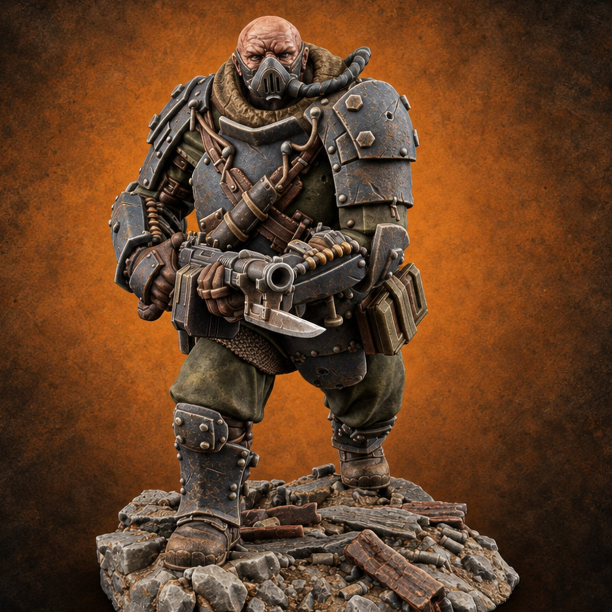 Breathing Rubble, Holding Ground Human Iron Guard Soldier E — painted concept preview (miniature supplied unpainted)