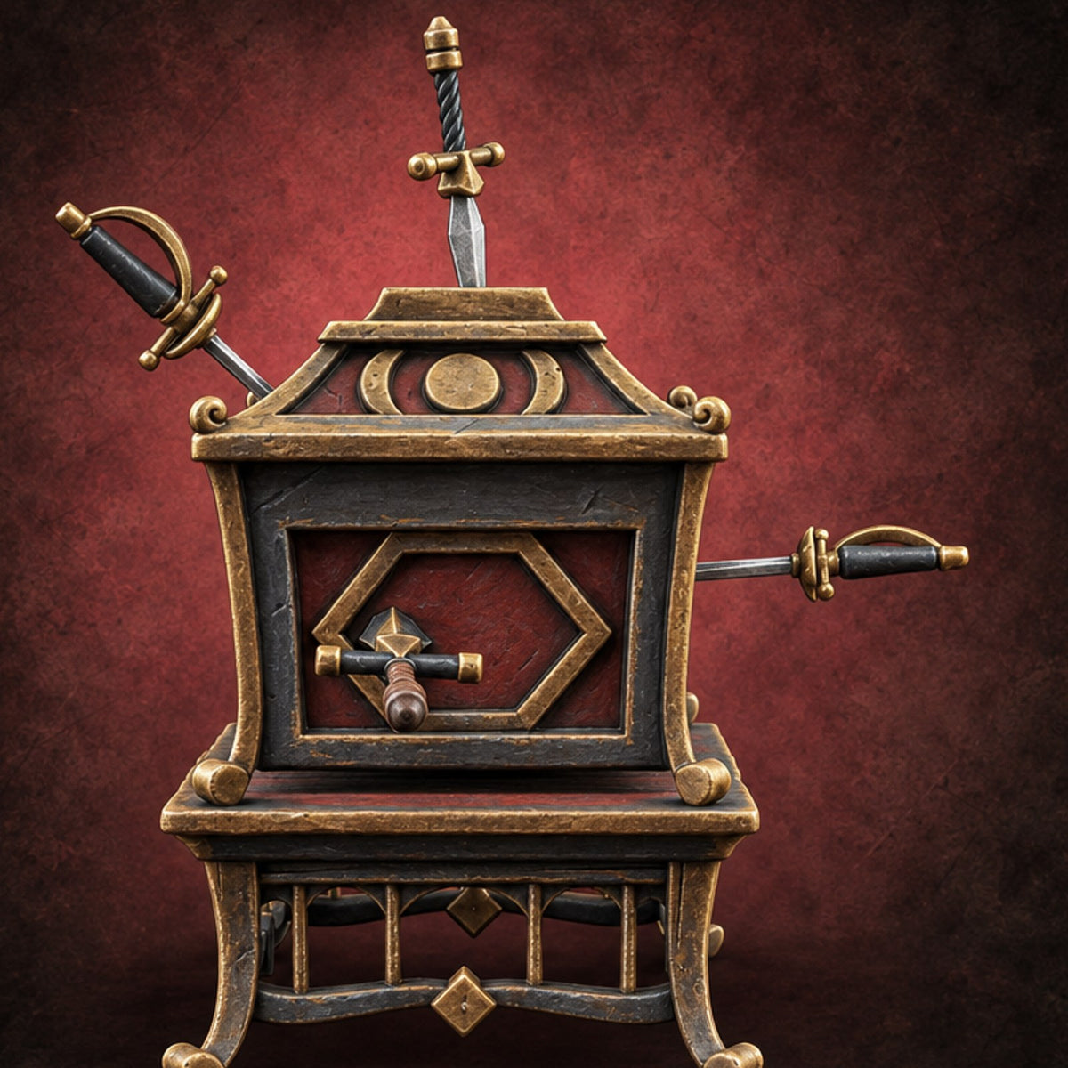 Swords Sawn Through, Nobody Hurt Ornate Magician's Sword Box — painted concept preview (terrain supplied unpainted)