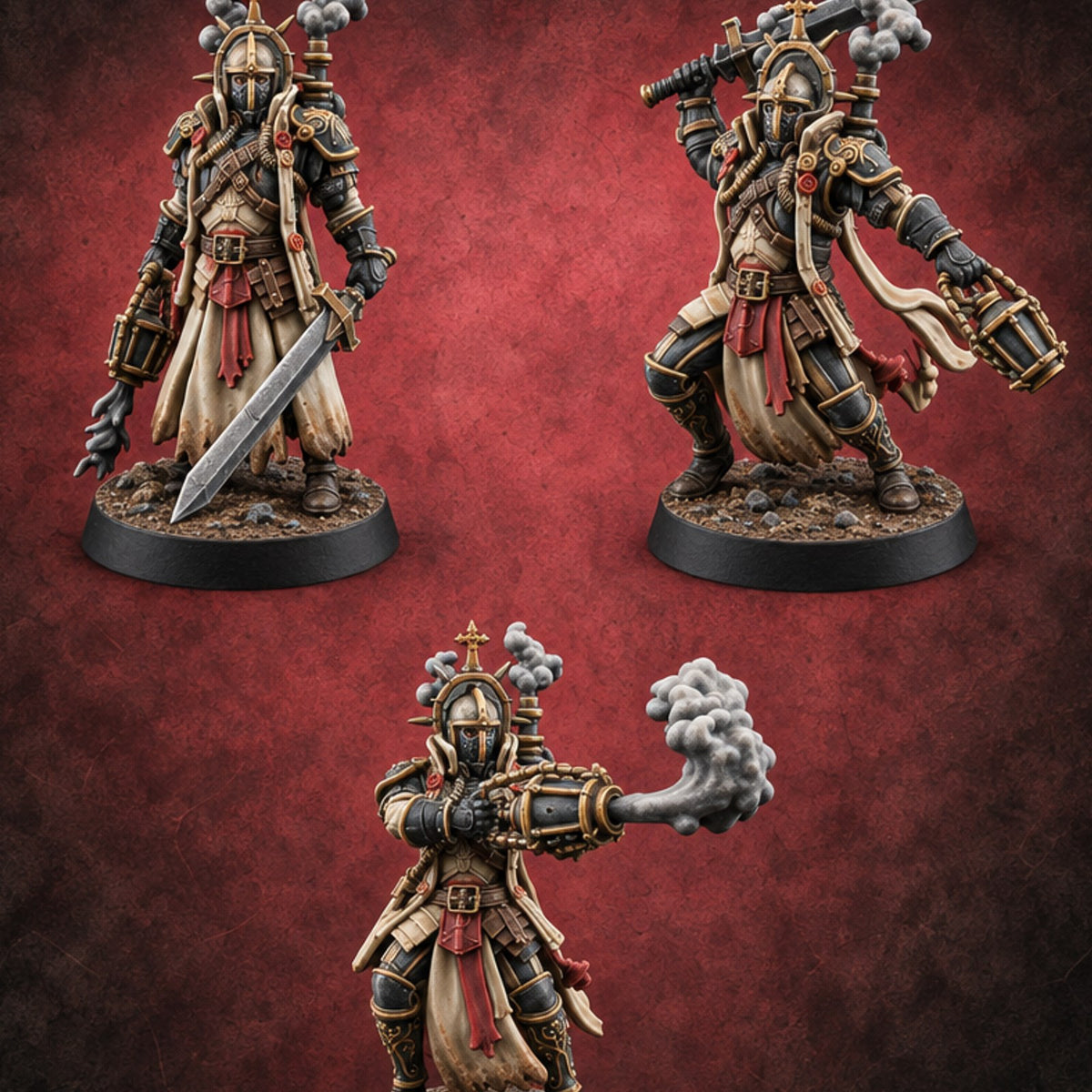 Smoke Before Scripture Human Respirator Wardens — painted concept preview (miniature supplied unpainted)