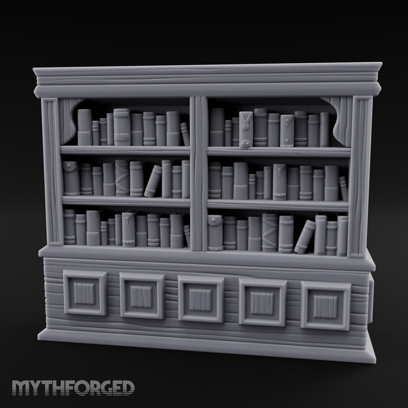 Panel-Drawered Tome-Packed Noble Library Bookcase Miniature for Dungeons and Dragons, Pathfinder or other TTRPGs