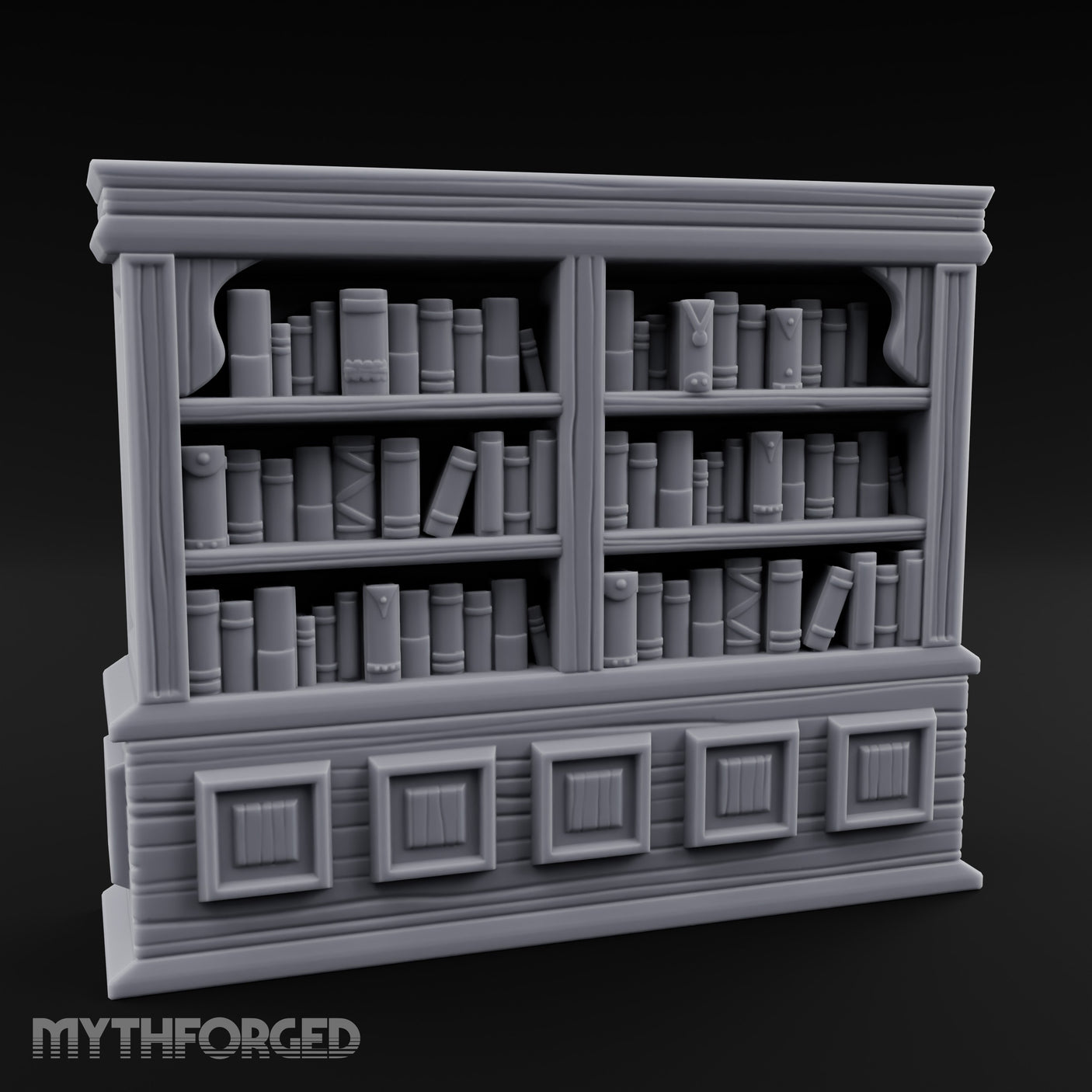 Panel-Drawered Tome-Packed Noble Library Bookcase Miniature for Dungeons and Dragons, Pathfinder or other TTRPGs