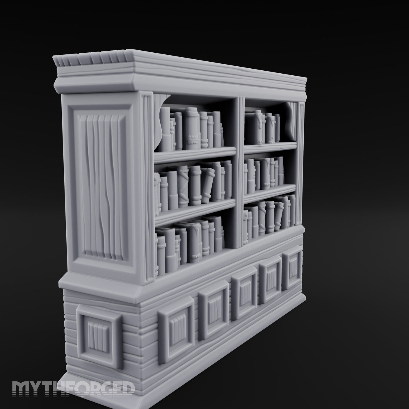 Panel-Drawered Tome-Packed Noble Library Bookcase Miniature for Dungeons and Dragons, Pathfinder or other TTRPGs