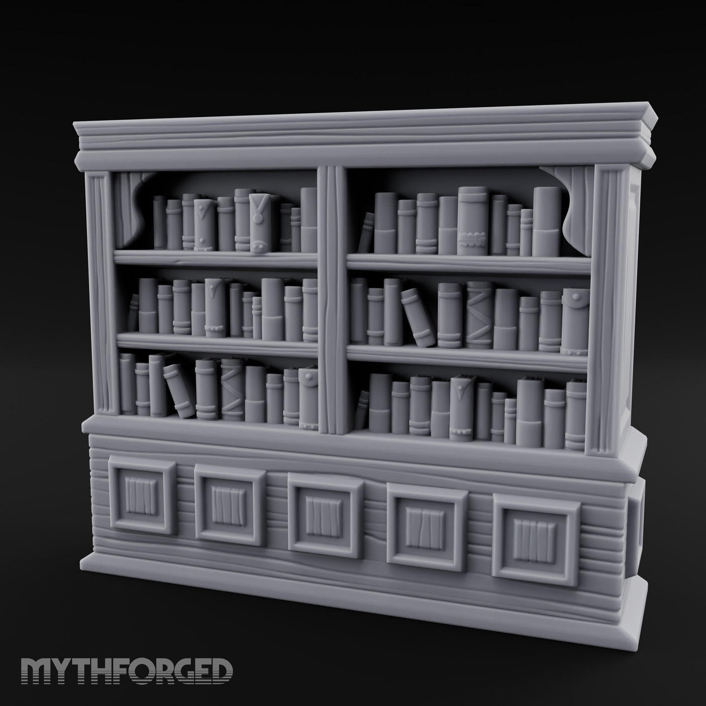 Panel-Drawered Tome-Packed Noble Library Bookcase Miniature for Dungeons and Dragons, Pathfinder or other TTRPGs