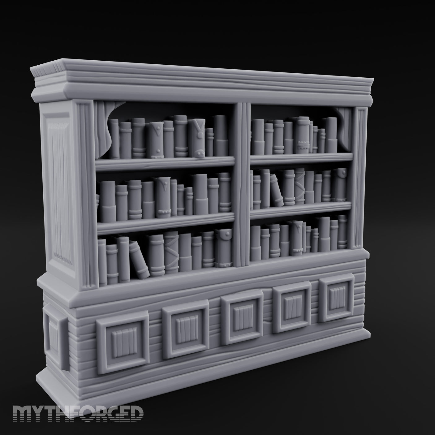 Panel-Drawered Tome-Packed Noble Library Bookcase Miniature for Dungeons and Dragons, Pathfinder or other TTRPGs