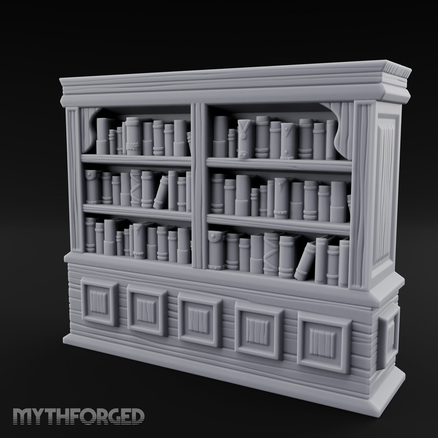 Panel-Drawered Tome-Packed Noble Library Bookcase Miniature for Dungeons and Dragons, Pathfinder or other TTRPGs
