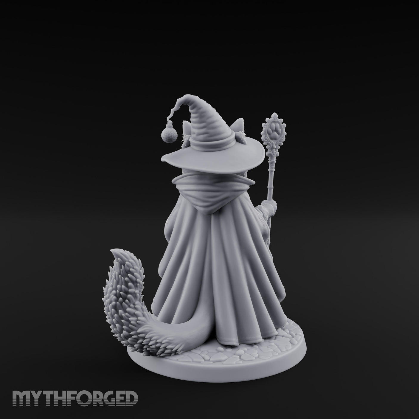 Paw Staff Holding Tabaxi Wizard Miniature for Dungeons and Dragons, Pathfinder or other TTRPGs