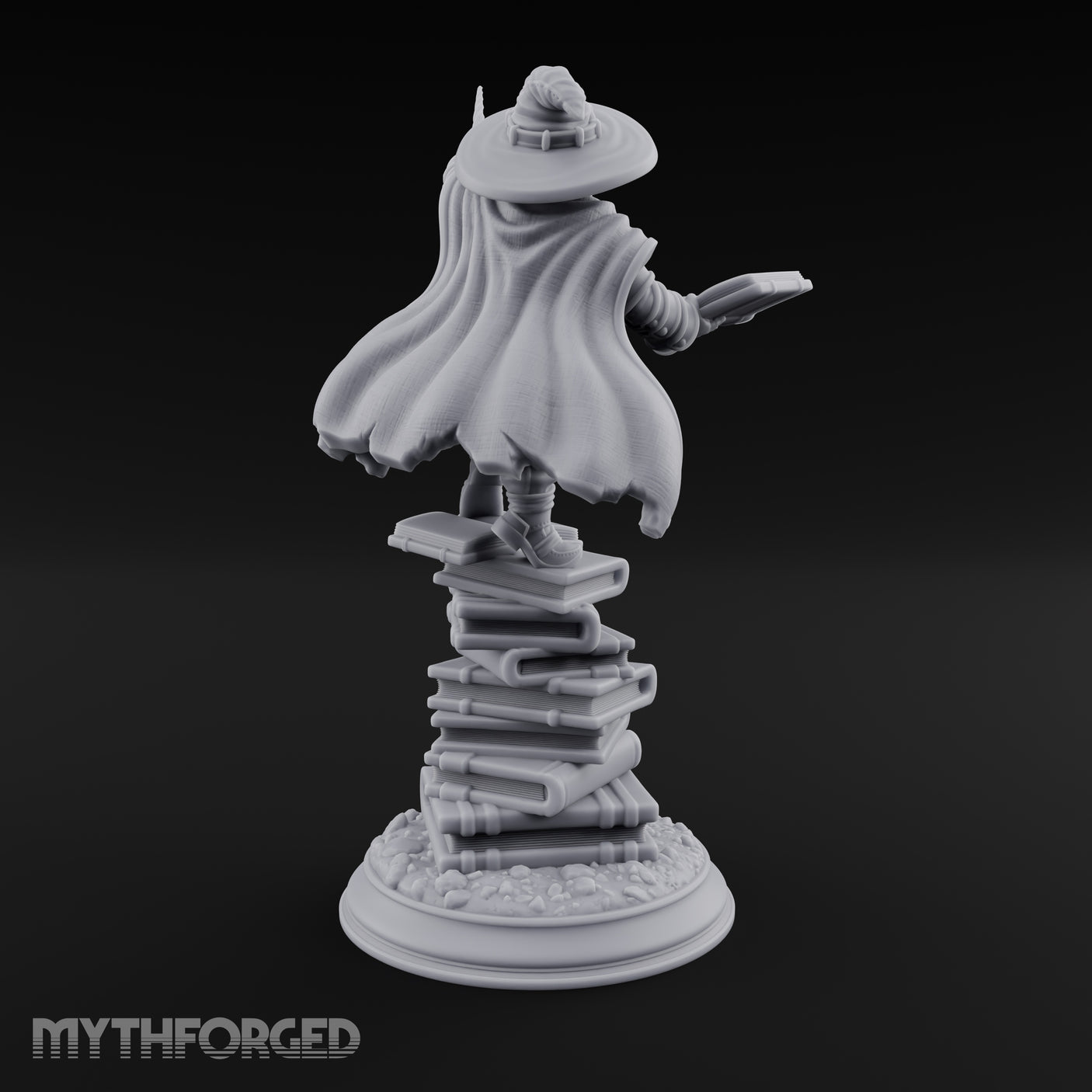 Perched On Tomes Halfling Wizard Miniature for Dungeons and Dragons, Pathfinder or other TTRPGs