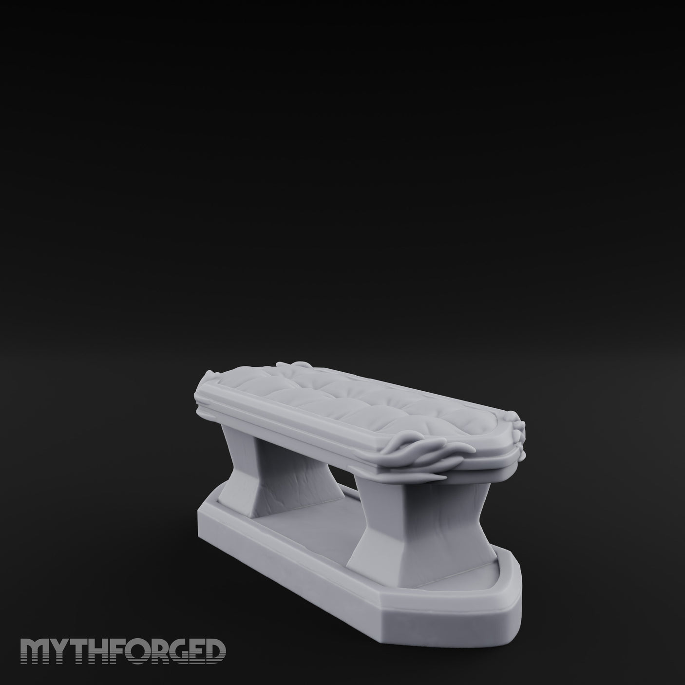 Petal-Bordered Cushion-Tufted Noble Upholstered Bench Miniature for Dungeons and Dragons, Pathfinder or other TTRPGs