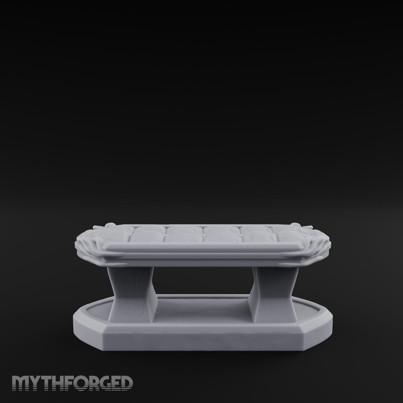 Petal-Bordered Cushion-Tufted Noble Upholstered Bench Miniature for Dungeons and Dragons, Pathfinder or other TTRPGs