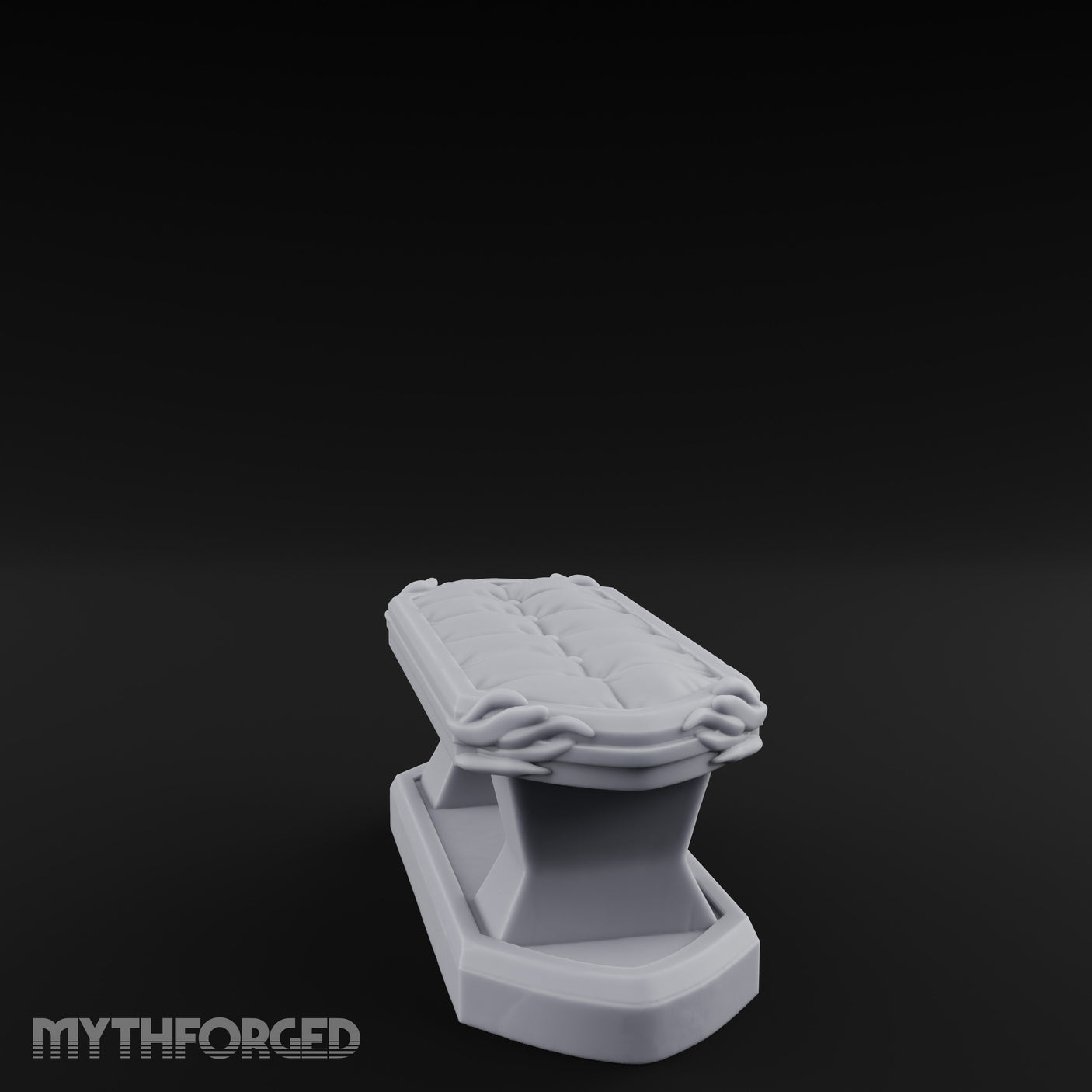 Petal-Bordered Cushion-Tufted Noble Upholstered Bench Miniature for Dungeons and Dragons, Pathfinder or other TTRPGs