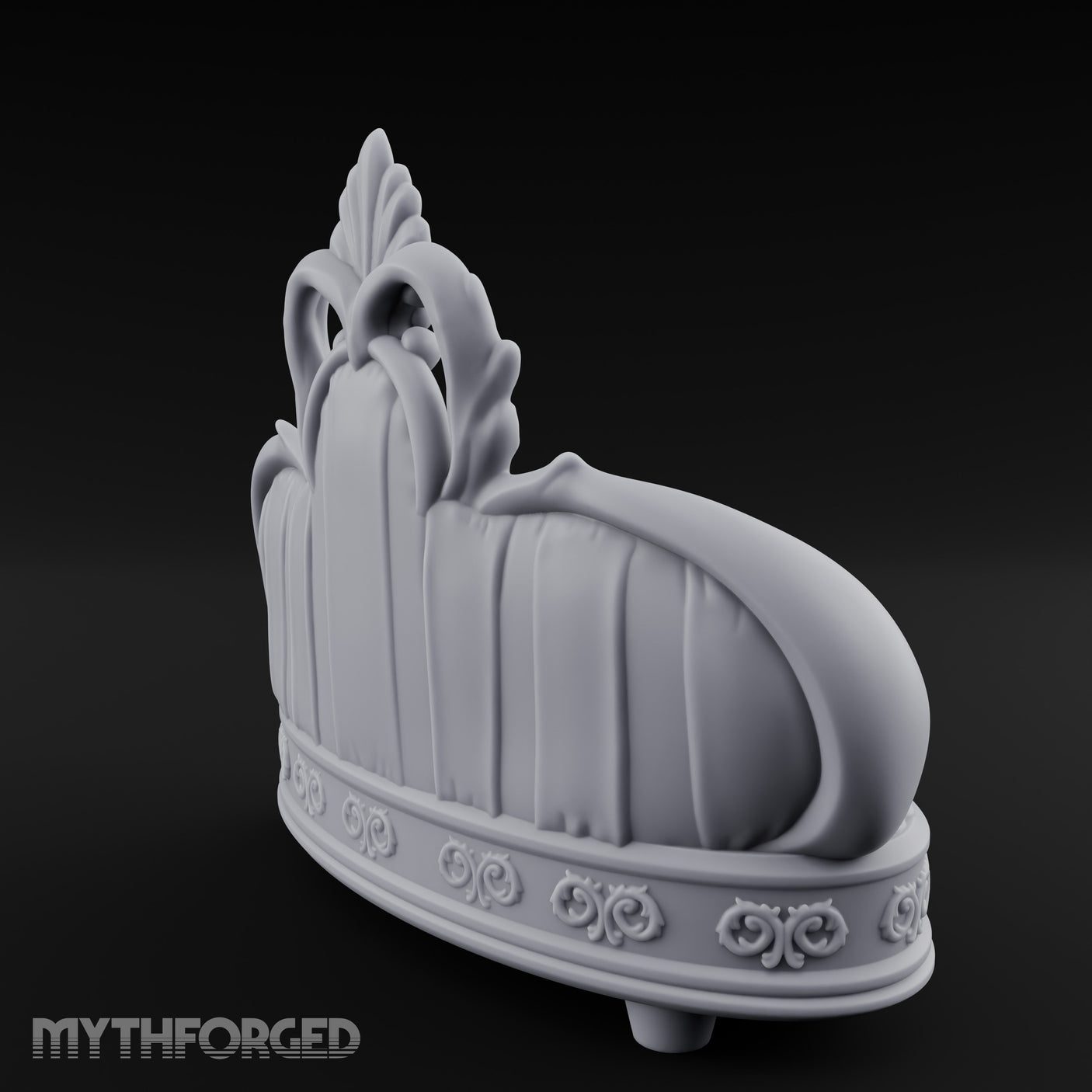 Pillow-Heaped Fleur-Crowned Noble Round Sofa Miniature for Dungeons and Dragons, Pathfinder or other TTRPGs