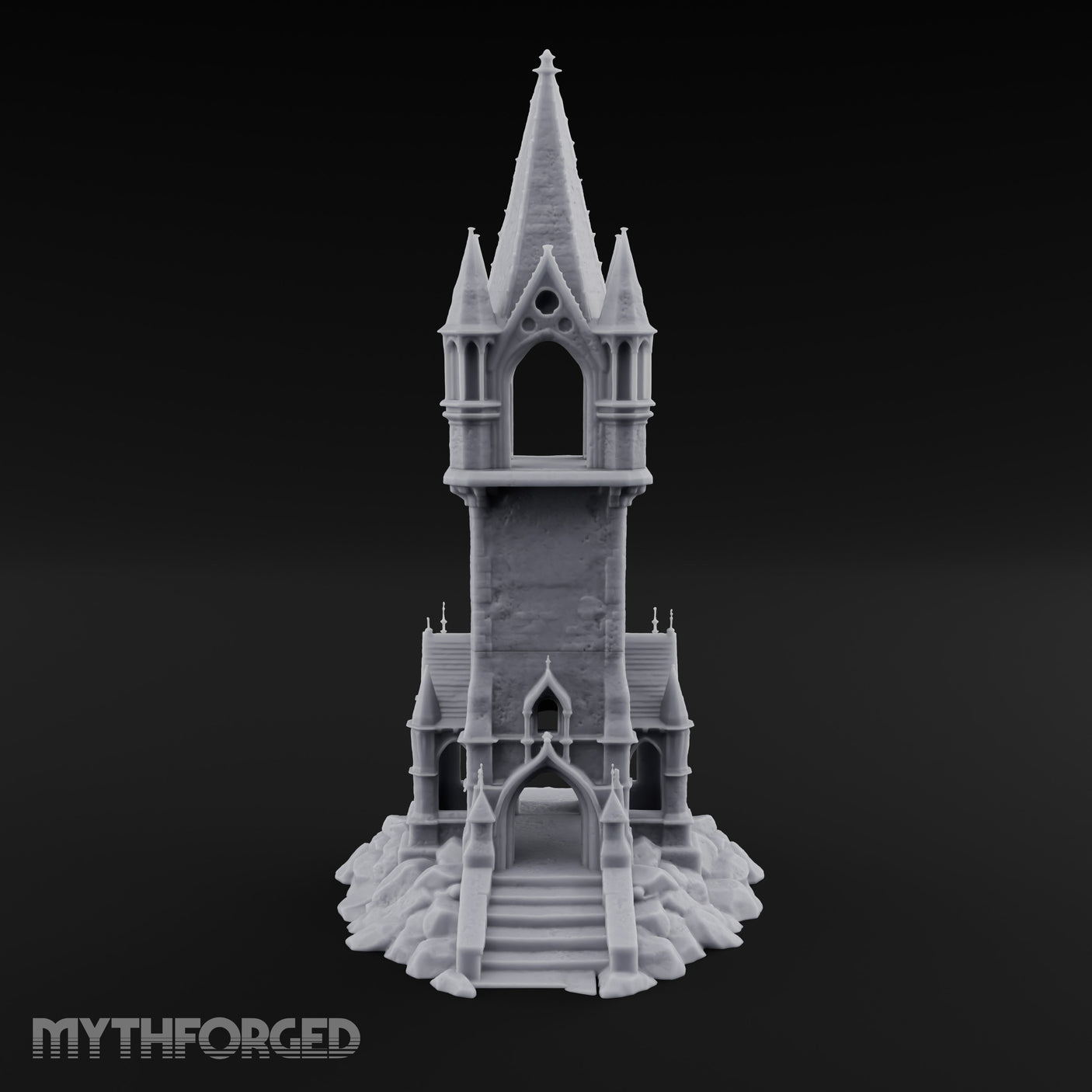 Pinnacle-Spired Rock-Perched Gothic Wizard Tower Miniature for Dungeons and Dragons, Pathfinder or other TTRPGs