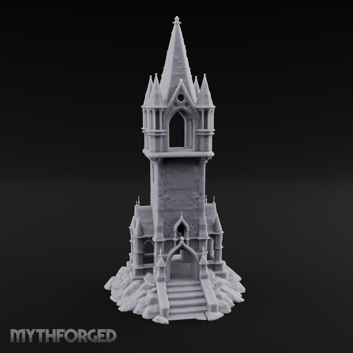 Pinnacle-Spired Rock-Perched Gothic Wizard Tower Miniature for Dungeons and Dragons, Pathfinder or other TTRPGs