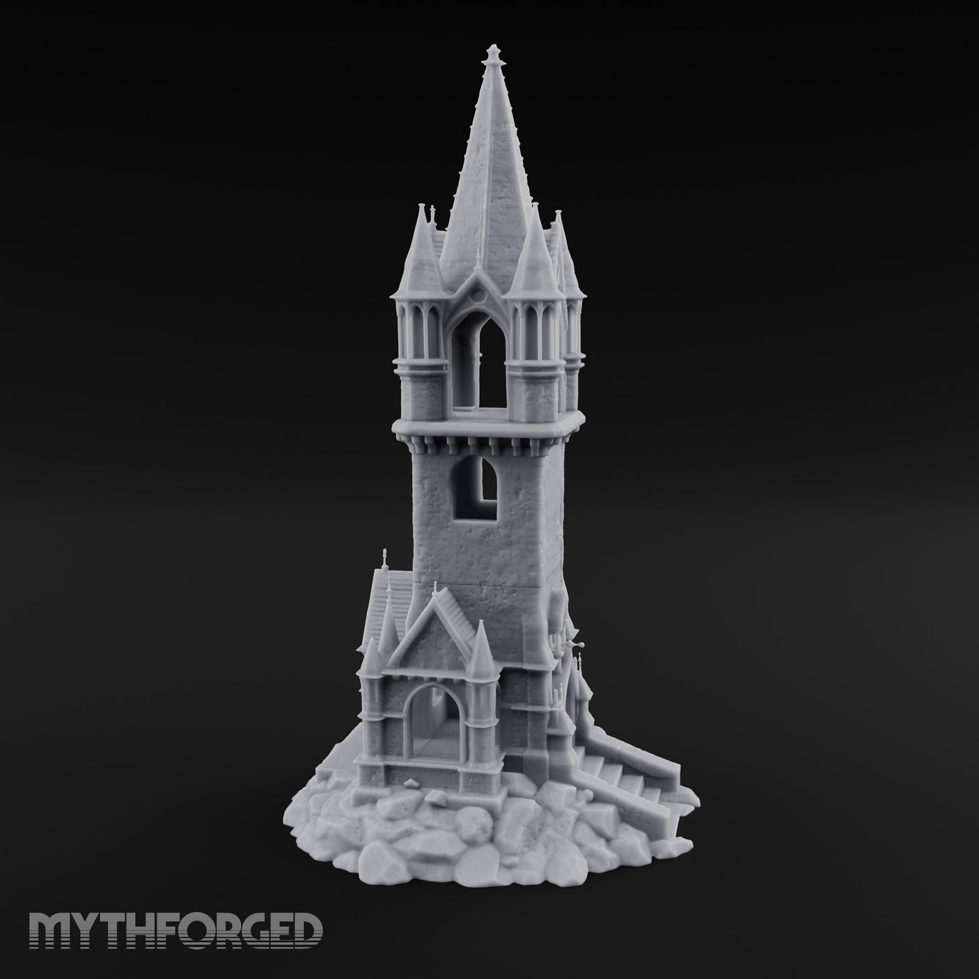 Pinnacle-Spired Rock-Perched Gothic Wizard Tower Miniature for Dungeons and Dragons, Pathfinder or other TTRPGs