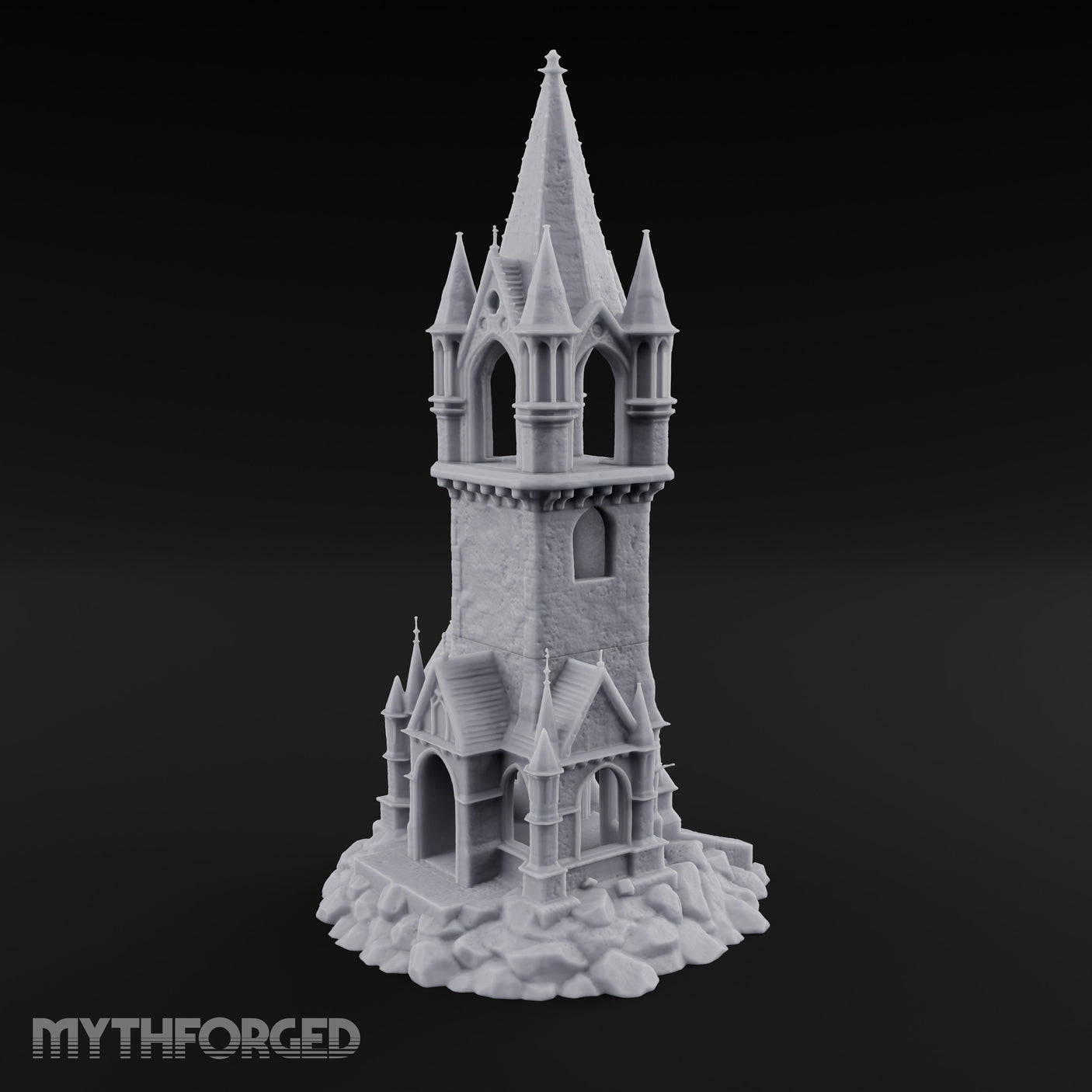 Pinnacle-Spired Rock-Perched Gothic Wizard Tower Miniature for Dungeons and Dragons, Pathfinder or other TTRPGs