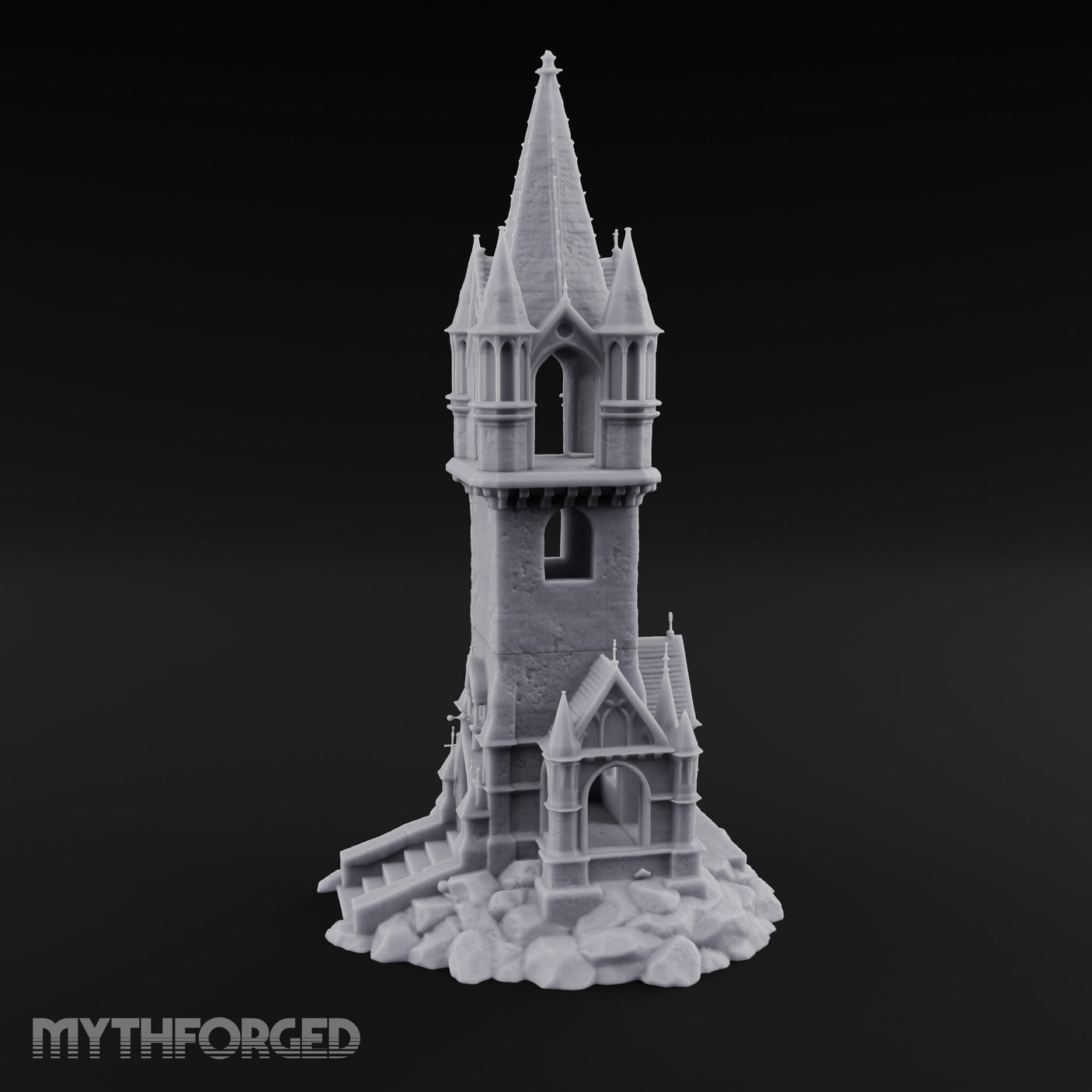 Pinnacle-Spired Rock-Perched Gothic Wizard Tower Miniature for Dungeons and Dragons, Pathfinder or other TTRPGs