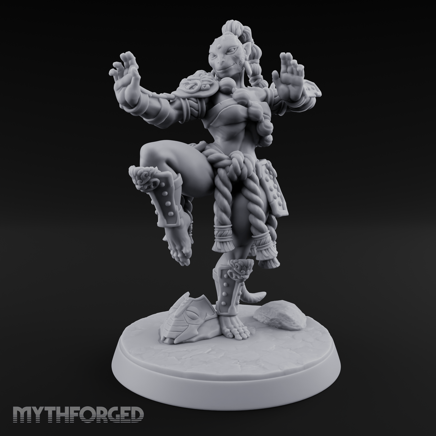 Arms Spread Commanding Hadozee Monk Miniature for Dungeons and Dragons, Pathfinder or other TTRPGs