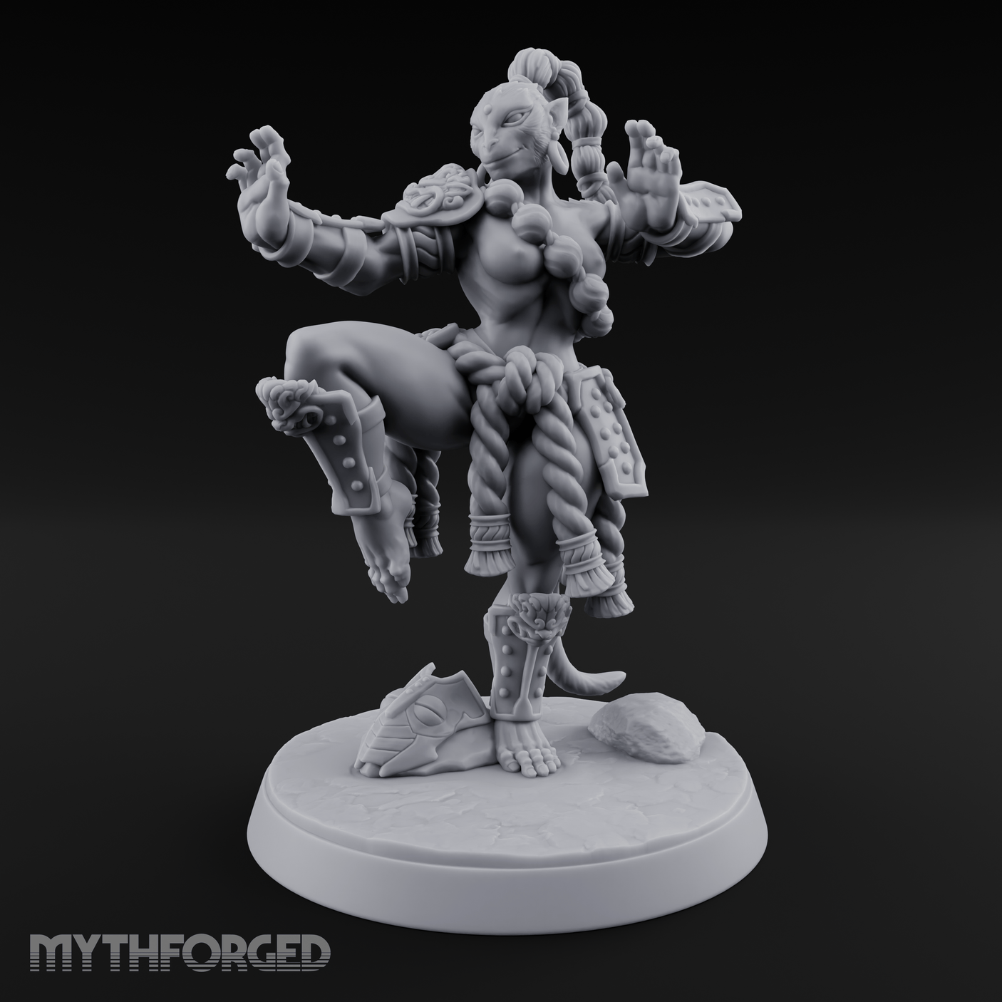 Arms Spread Commanding Hadozee Monk Miniature for Dungeons and Dragons, Pathfinder or other TTRPGs