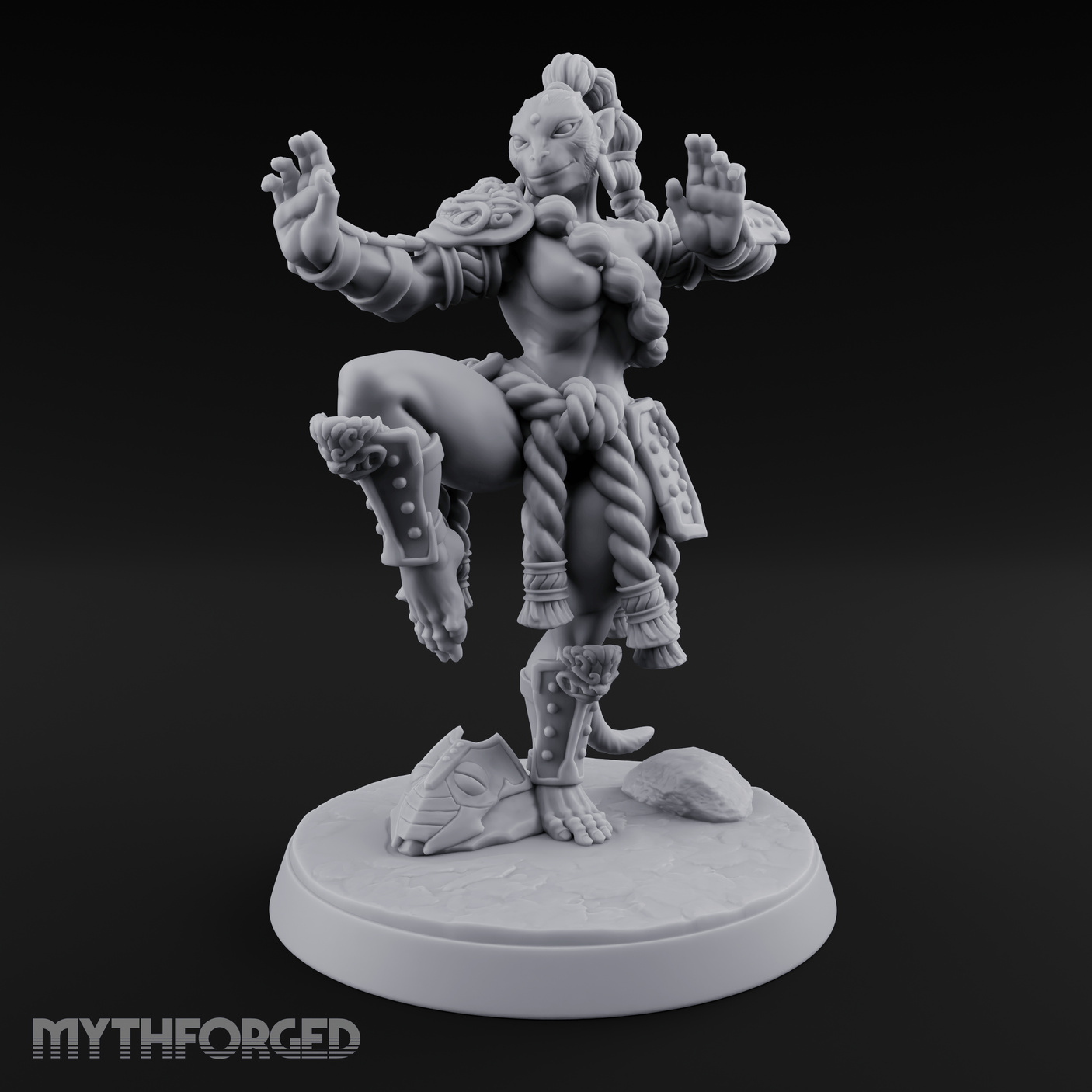 Arms Spread Commanding Hadozee Monk Miniature for Dungeons and Dragons, Pathfinder or other TTRPGs