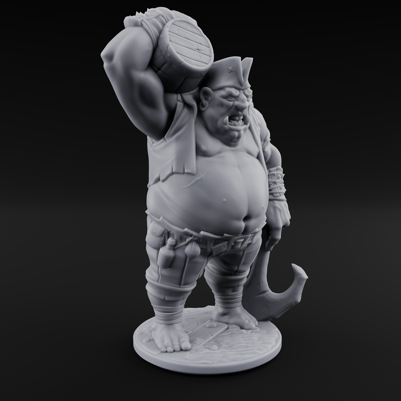 Barrel Chugging Ogre Pirate Miniature for Dungeons and Dragons, Pathfinder or other TTRPGs