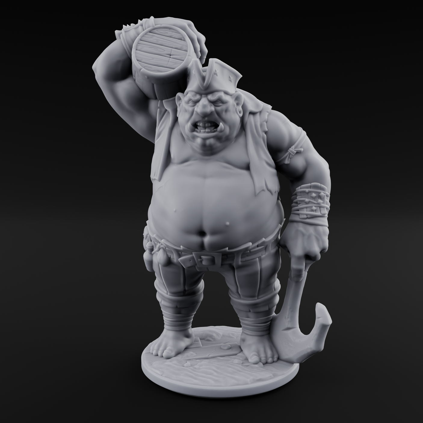 Barrel Chugging Ogre Pirate Miniature for Dungeons and Dragons, Pathfinder or other TTRPGs