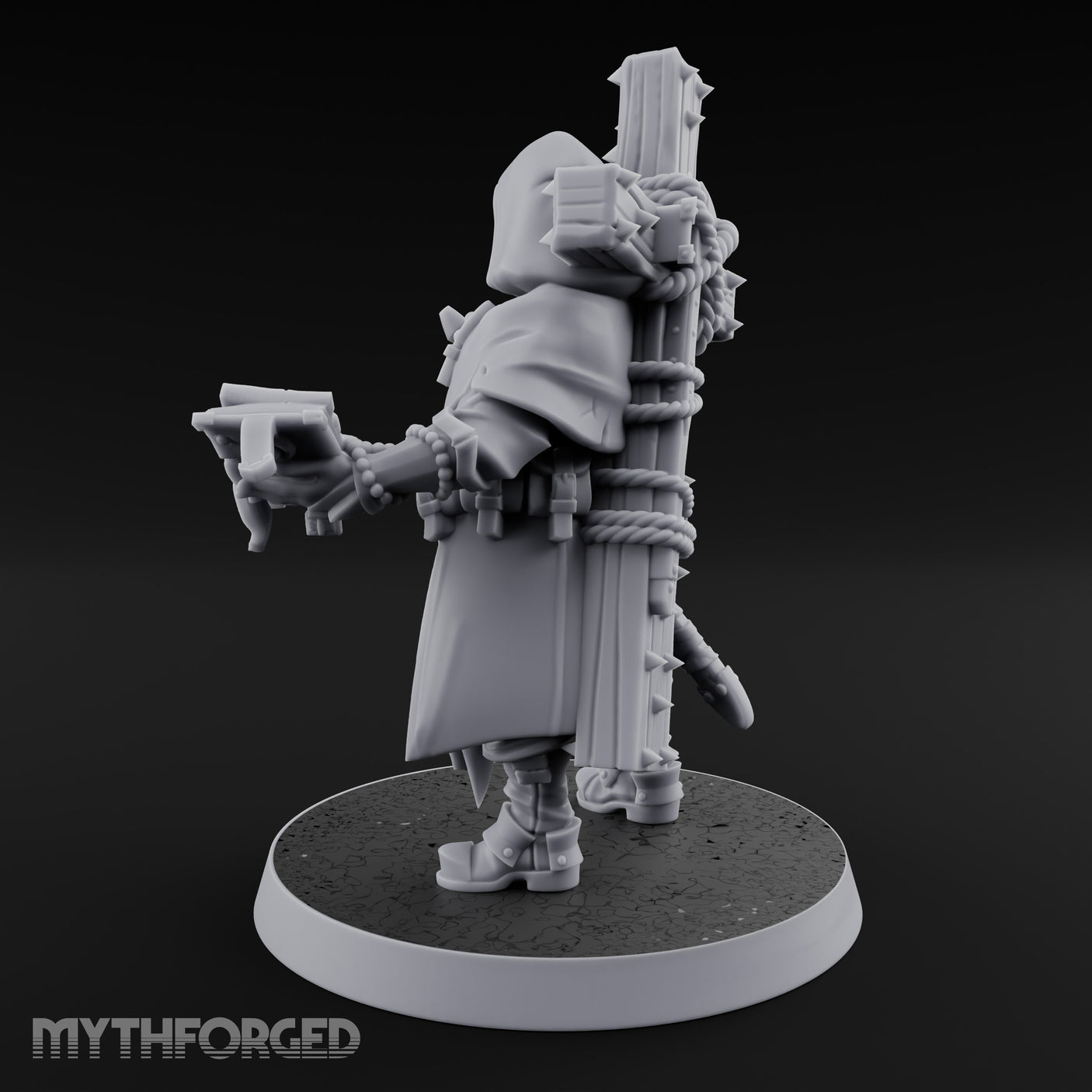 Pistol Aiming Scripture Clutching Human Trench Cleric Miniature for Dungeons and Dragons, Pathfinder or other TTRPGs