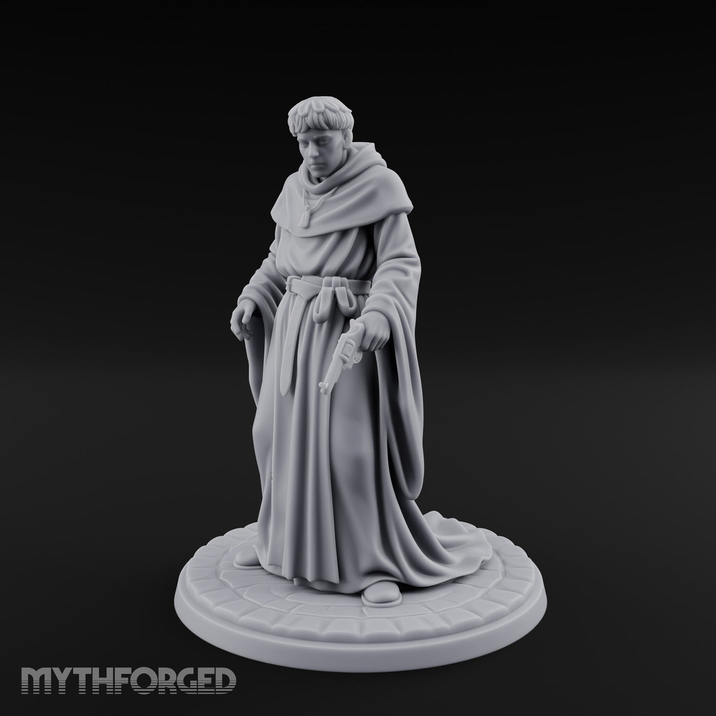 Pistol Concealing Human Friar Miniature for Dungeons and Dragons, Pathfinder or other TTRPGs